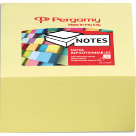 PERGAMY Bloc cube de 320 feuilles repositionnables dimensions 7,6x7,6cm. Coloris Jaune photo du produit