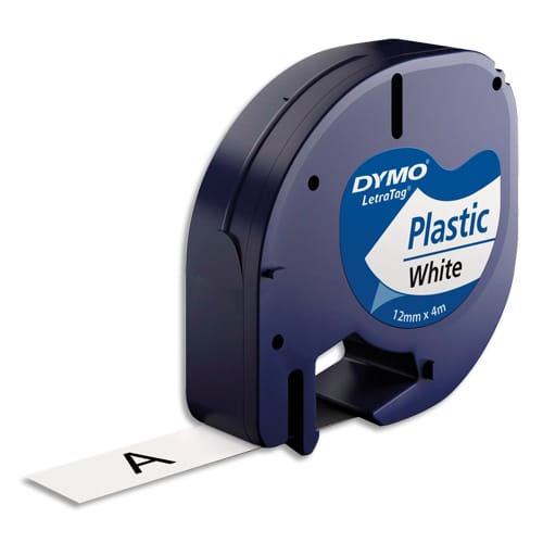 DYMO Ruban LetraTag Noir/Blanc plastique 12 mm x 4 m S0721610 photo du produit Principale L