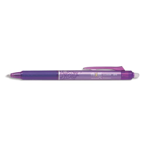 PILOT Roller FriXion Clicker pointe fine rétractable 0,5 mm. Encre thermosensible effaçable Violet photo du produit Principale L