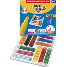 BIC KIDS Visa Feutres de Coloriage à Pointe Fine - Couleurs Assorties, Classpack de 144 photo du produit