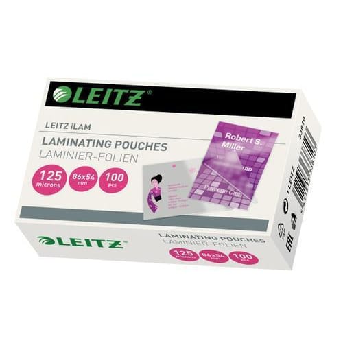 LEITZ Pochettes Leitz iLAM pour plastification à chaud, format CB 54 x 86 mm, 125 microns 33810 photo du produit Principale L