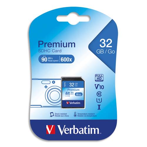 VERBATIM Carte SDHC 32Go Premium Class 10 43963 photo du produit Principale L