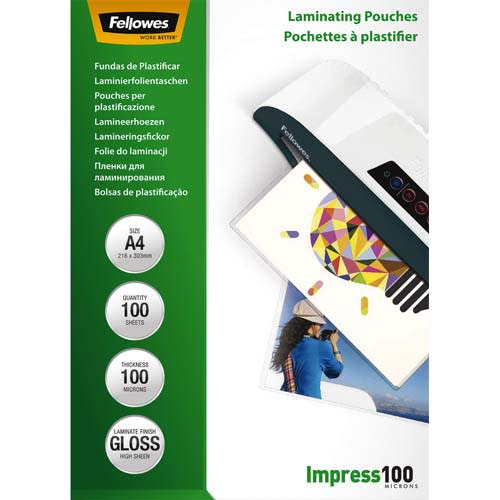 FELLOWES Pack de 100 pochettes A4 100 microns 5351111 photo du produit