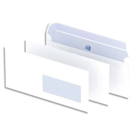 OXFORD Boîte de 500 enveloppes Blanches auto-adhésives 90g format DL 110x220 mm avec fenêtre 45x100 mm photo du produit