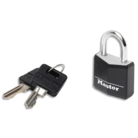 MASTER LOCK Cadenas en aluminium recouvert vinyle noir largeur 30 mm. Livré avec 2 clés. Sous blister photo du produit