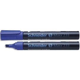 SCHNEIDER Marqueur permanent MAXX 233, corps en aluminium, pointe biseautée, encre Bleue à faible odeur photo du produit