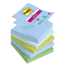 POST-IT® Notes Beachside 76 x 76 mm. Lot de 6 blocs, 100 F. Ass : vert,  bleu, jaune, orange, rose.