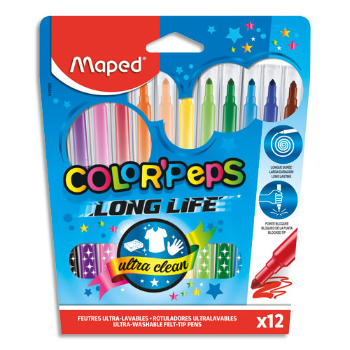 MAPED Feutres COLOR'PEPS LONG LIFE x12 Boîte Carton photo du produit