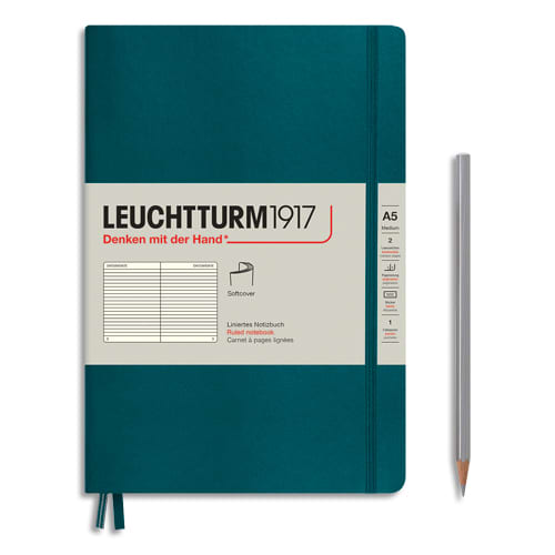 LEUCHTTURM 1917 Carnet souple 14,8x21cm 123 pages lignées numérotées. Coloris Bleu canard photo du produit Principale L