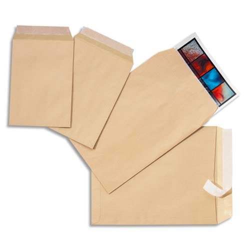 CALIPAGE Boîte de 250 pochettes kraft brun 90g C4 229X324 mm auto-adhésives photo du produit Principale L