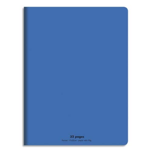 CONQUERANT C9 Cahier piqûre 17x22cm 32 pages 90g grands carreaux Seyès. Couverture polypropylène Bleu photo du produit Principale L