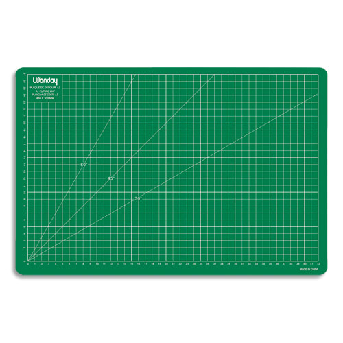 WONDAY Plaque de découpe verte 450x300x3mm. Résistante à la coupe, surface quadrillée photo du produit Principale L