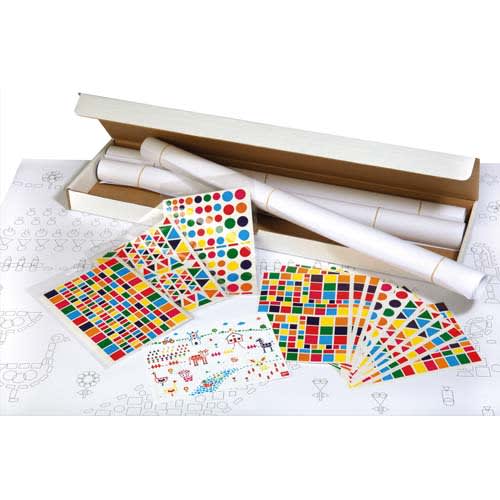 APLI Kit 4 affiches 70x100cm, impression Noire, 48 feuilles de gommettes 4 modèles et couleurs assorties photo du produit Principale L