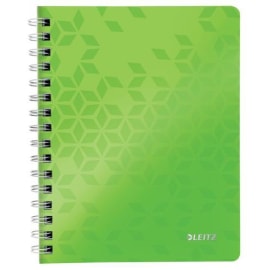 LEITZ Cahier spiralé WOW 14,8x21cm, 160 pages 5x5. Couverture souple polypropylène. Coloris Vert photo du produit