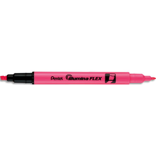 PENTEL Surligneur ILLUMINA FLEX bi-pointe 2,5/4,2mm. Coloris rose photo du produit Principale L