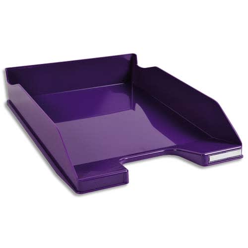 EXACOMPTA Corbeille à courrier Iderama. Coloris Violet glossy. Dim. L34,7 x H6,5 x P25,5 cm photo du produit