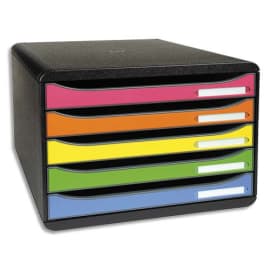 EXACOMPTA Module de classement 5 tiroirs BIG BOX. Coloris Noir/multicolore. Dim : L27 x H27,1 x P35,5 cm photo du produit