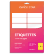 OFFICE STAR Boîte 100 étiquettes adhésives multiusage format A5 210x148mm. Planche A4. Coloris jaune photo du produit