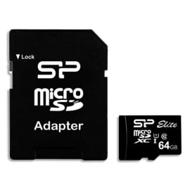 SILICON POWER Carte micro SDXC + adaptateur 64Go Class 10 SP064GBSTXBU1V10 photo du produit