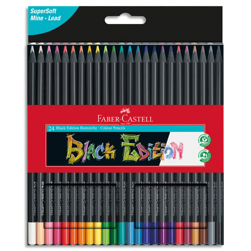 FABER CASTELL Pochette de 24 crayons de couleur Black Edition photo du produit Principale L