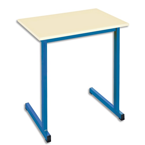 SODEMATUB Table scolaire MONOPLACE, hêtre, plateau 70 x 50 cm, hauteur 71 cm, taille 5, Bleu photo du produit Principale L