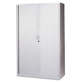 MT INTERNATIONAL Armoire haute monobloc éco Corps et Rideau Gris clair - Dimensions L120 x H198 x P43 cm photo du produit