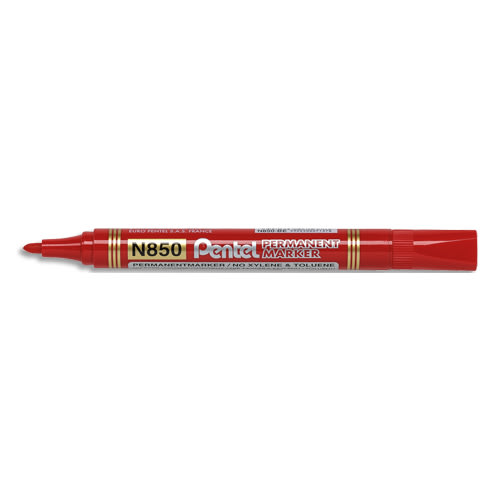 PENTEL Marqueur permanent N850 Pointe ogive, encre indélébile à base alcool. Rouge photo du produit Principale L