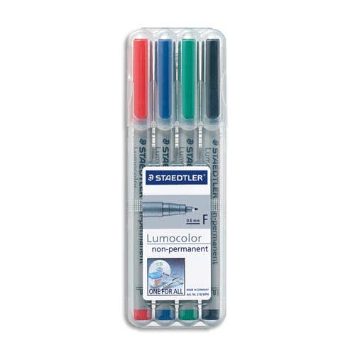 STAEDTLER Pochette de 4 feutres pour rétroprojection pointe fine