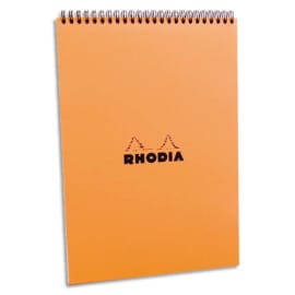 RHODIA Bloc de direction couverture reliure intégrale en-tête Orange 80 feuilles format A4 réglure 5x5 photo du produit