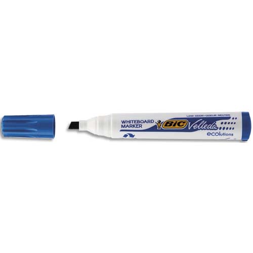 BIC Velleda 1751 ECOlutions Feutres pour Tableau Blanc Effaçables à Sec à Pointe Moyenne Biseautée - Bleu photo du produit