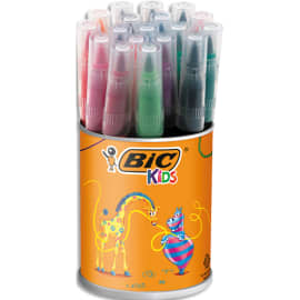 BIC KIDS Ecriture Visaquarelle Feutres de Coloriage avec Pointe Pinceau - Couleurs Assorties, Pot de 18 photo du produit