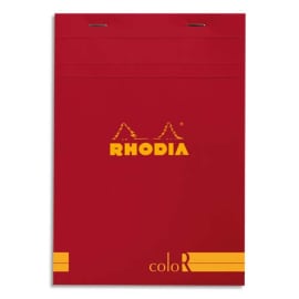 RHODIA Bloc coloR agrafé en-tête 14,8x21cm (n°16) 140 pages lignées. Couverture rembordée Coquelicot photo du produit