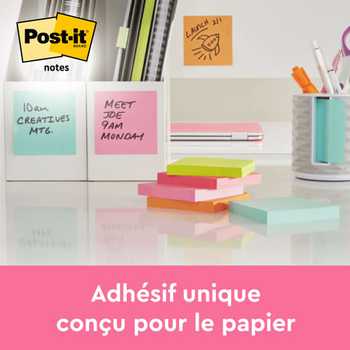 POST-IT Lot de 6 blocs Super Sticky 90 feuilles Rose 76 x 76 mm