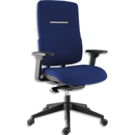 SOKOA Fauteuil tissu bleu mécanisme synchrone autorégulé mousse assise hte densité accoudoirs 3 réglages photo du produit