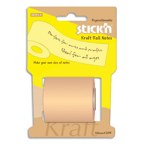 STICK'N Recharge de note repositionnable en rouleau en papier Kraft. 50 mm x 10 m. photo du produit Principale L