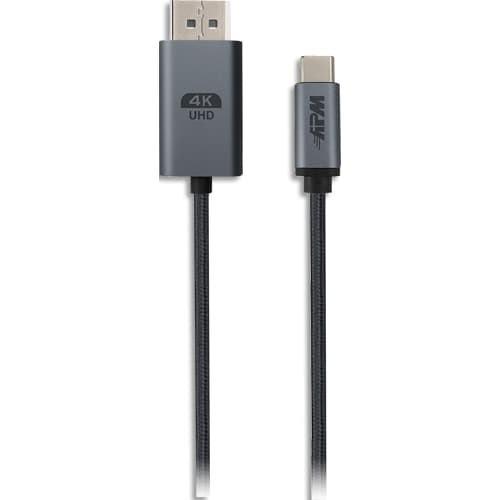 APM Câble displayport 1.2 / USB-C, 4K, mâle / mâle, nylon, gris, 2m photo du produit Principale L