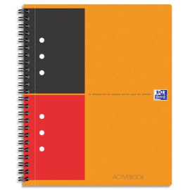 OXFORD Cahier Activebook spirales 160 pages perforées 80g lignée 6mm 17x21cm Couverture polypro Orange photo du produit