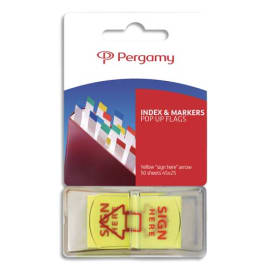 PERGAMY Set de 50 index marque-pages standards 2,5 x 4,5 cm Signature. Coloris Jaune photo du produit