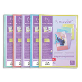 EXACOMPTA Protège-documents personnalisable PP KREACOVER 80 vues. Coloris assortis pastel photo du produit