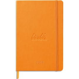 CLAIREFONTAINE RHODIA Agenda Webplanner Janvier à Décembre 2024 A5 grille horizontaIe, 160 pages ORANGE photo du produit