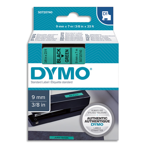 DYMO Ruban D1 Noir/vert 9MMX7M pour 1000/1000+/2000/3500/4500/5000/5510 photo du produit Principale L