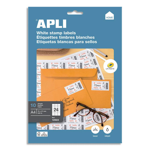 APLI Pochette de 240 étiquettes multi-usage blanches 70 x 37mm photo du produit Principale L