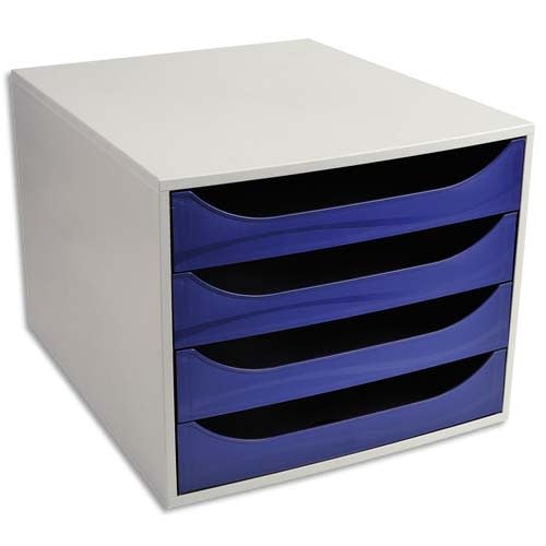 Module de classement ECO 4 tiroirs, Gris/Bleu - Dim. : L28,4 x H23,4 x P34,8 cm photo du produit Principale L