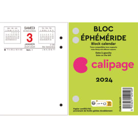 CALIPAGE Bloc éphéméride Date à droite, horaire et rdv à Gauche,Janvier à Décembre 2024 - 8.5 x 11.5 cm photo du produit