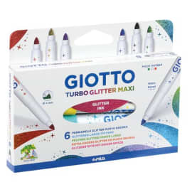 GIOTTO Boîte de 6 feutres de coloriage pailletés assortis, pointe large photo du produit