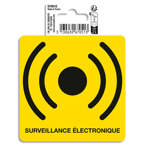 EXACOMPTA Panneau PVC adhésif antidérapant Surveillance Electronique 10x10 cm 67051E photo du produit Principale L