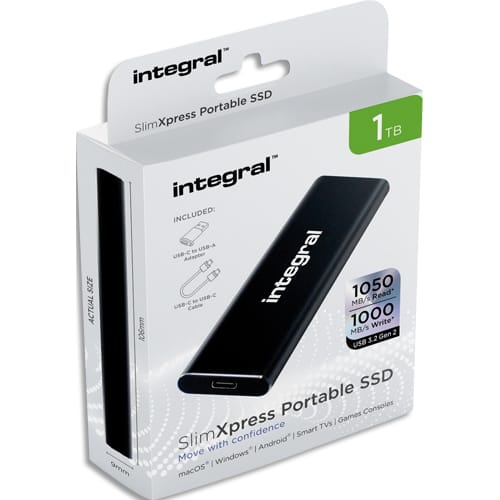 INTEGRAL Disque SSD portable externe Slim 1 To - Lecture 1050/écriture 1000MBs photo du produit Principale L