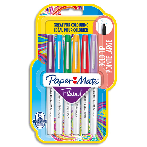 PAPERMATE Blister de 6 feutres Flair Bold assortis photo du produit Principale L