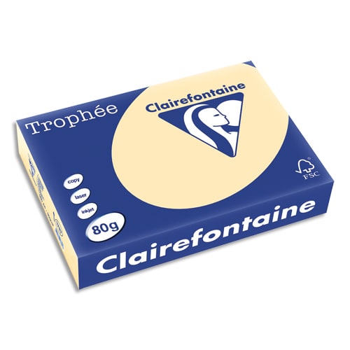 CLAIREFONTAINE Ramette de 500 feuilles papier couleur TROPHEE 80 grammes format A4 chamois 1787 photo du produit Principale L