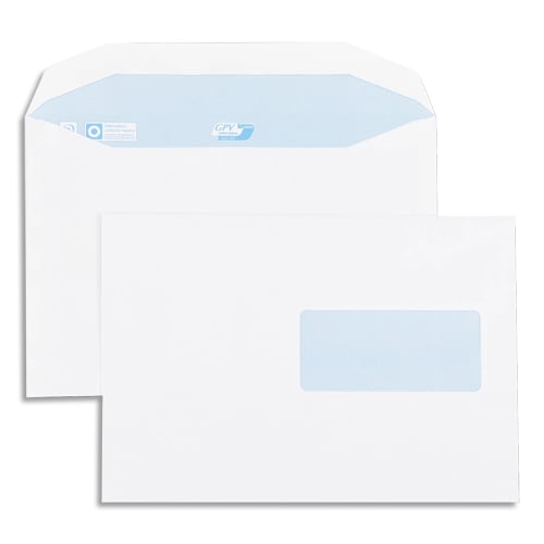 GPV Boîte de 500 enveloppes 162x229mm Blanches fenêtre 45x100 80g photo du produit Principale L